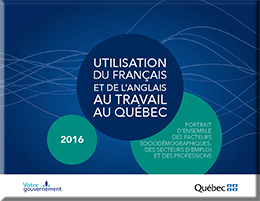 Utilisation du français et de l’anglais au travail au Québec, 2016&nbsp;: portrait d’ensemble des facteurs sociodémographiques, des secteurs d’emploi et des professions.